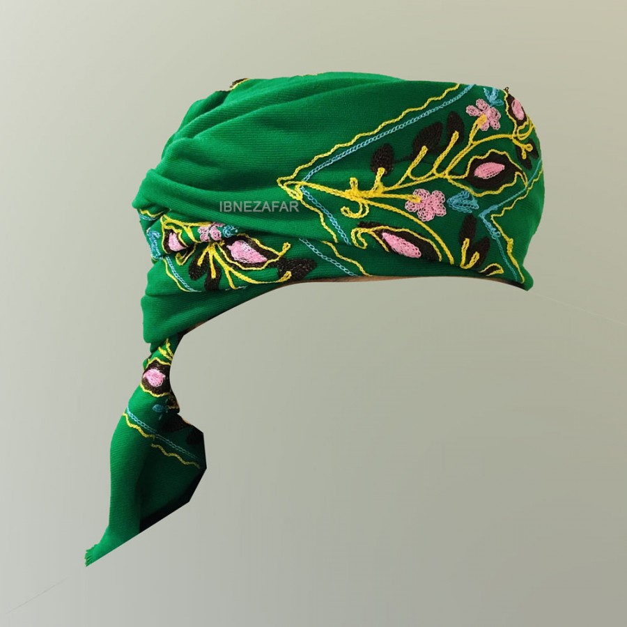 Green Ghaznavi Style Kingri Kashmiri / Musar / Rumal / Ghutra / Shemagh